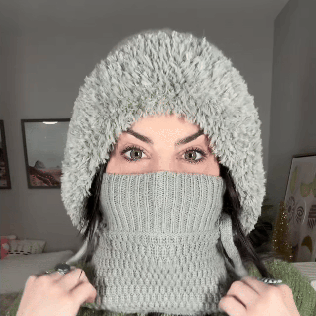 🎄Christmas Sale 50% OFF⛄️Women’s Thermal Knit Hood – Fleece-Lined Winter Hat, Neck Warmer & Face Cover Combo
